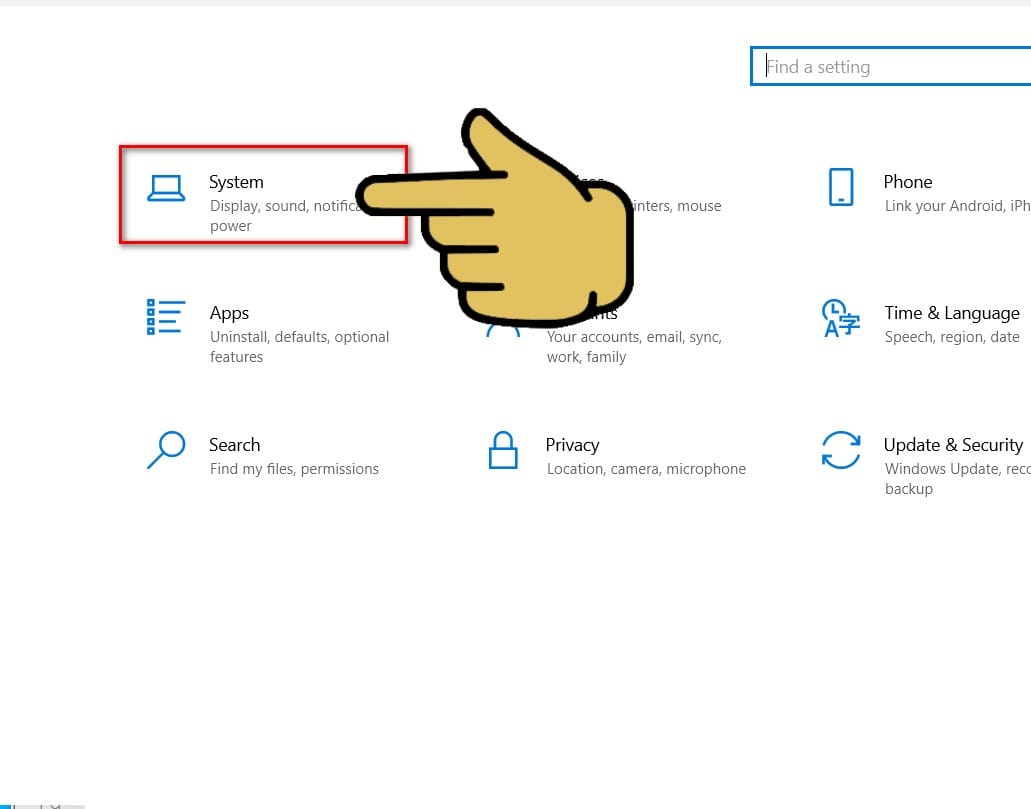 hình chọn mục system
