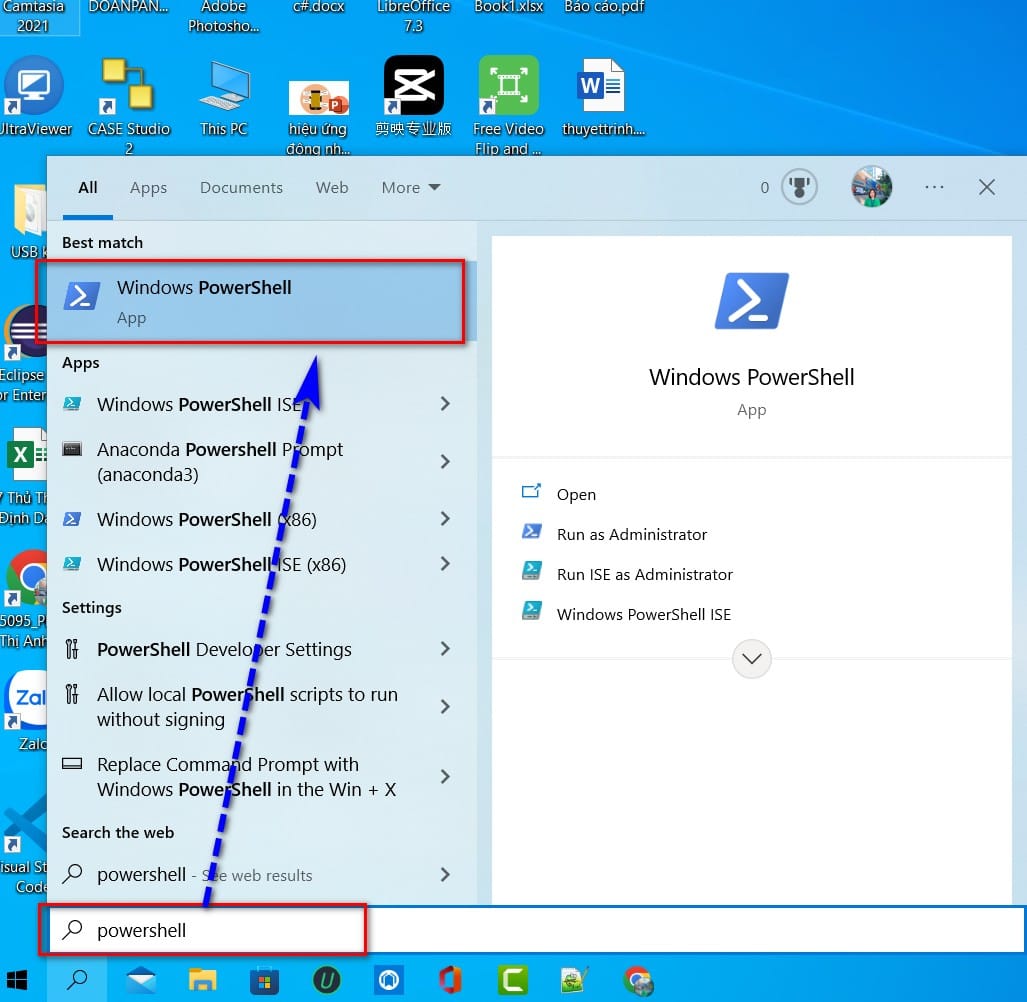 hình ảnh gõ powershell