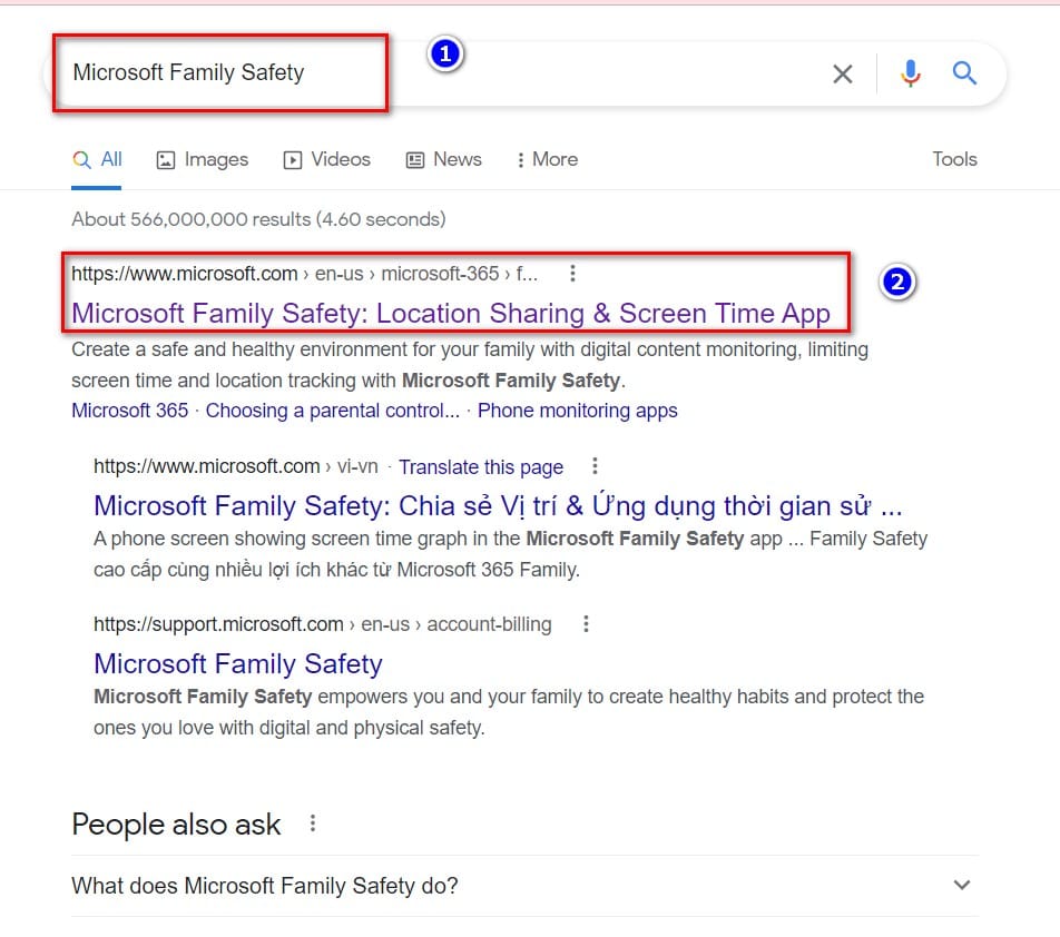 hình truy cập vào microsoft family safety