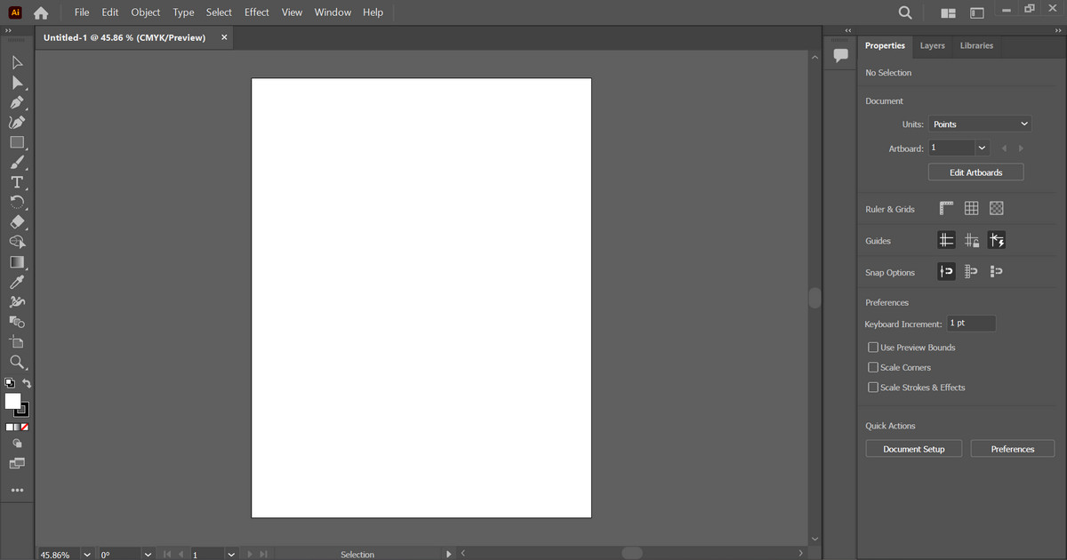 giao diện chính thức của illustrator