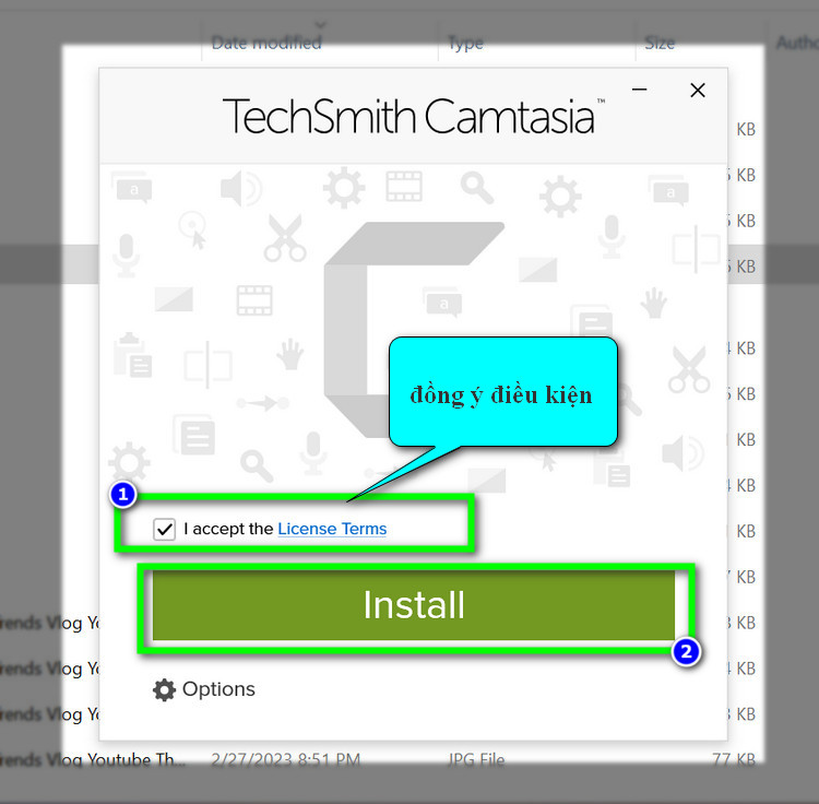 đồng ý điều kiện của camtasia