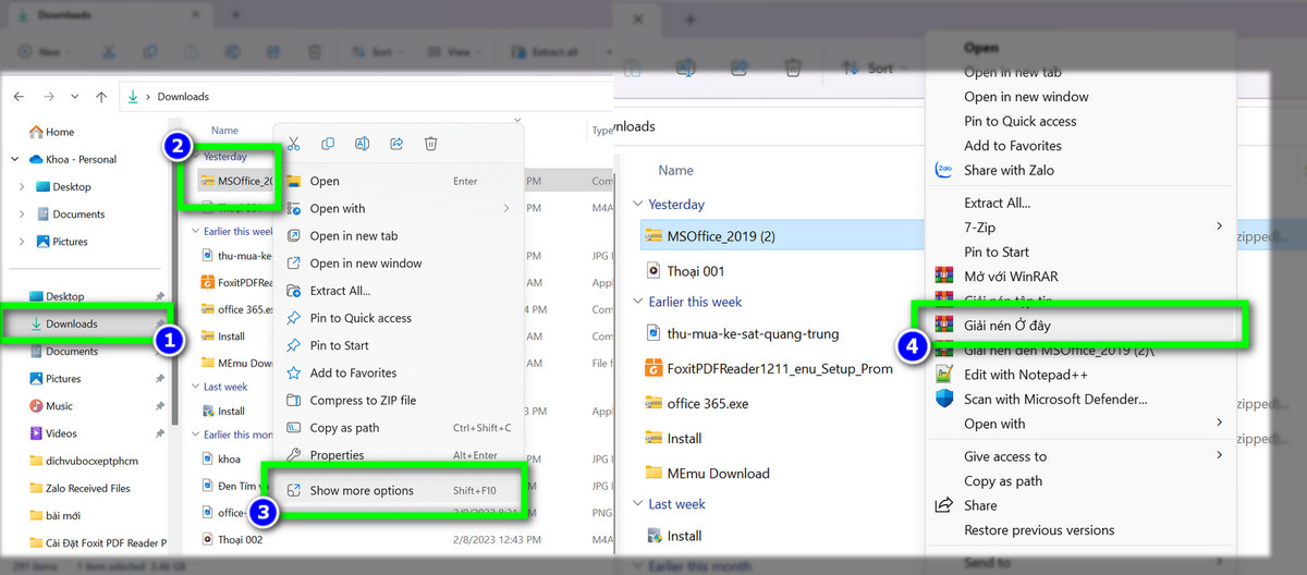 tải và giải nén phần mềm office 2019
