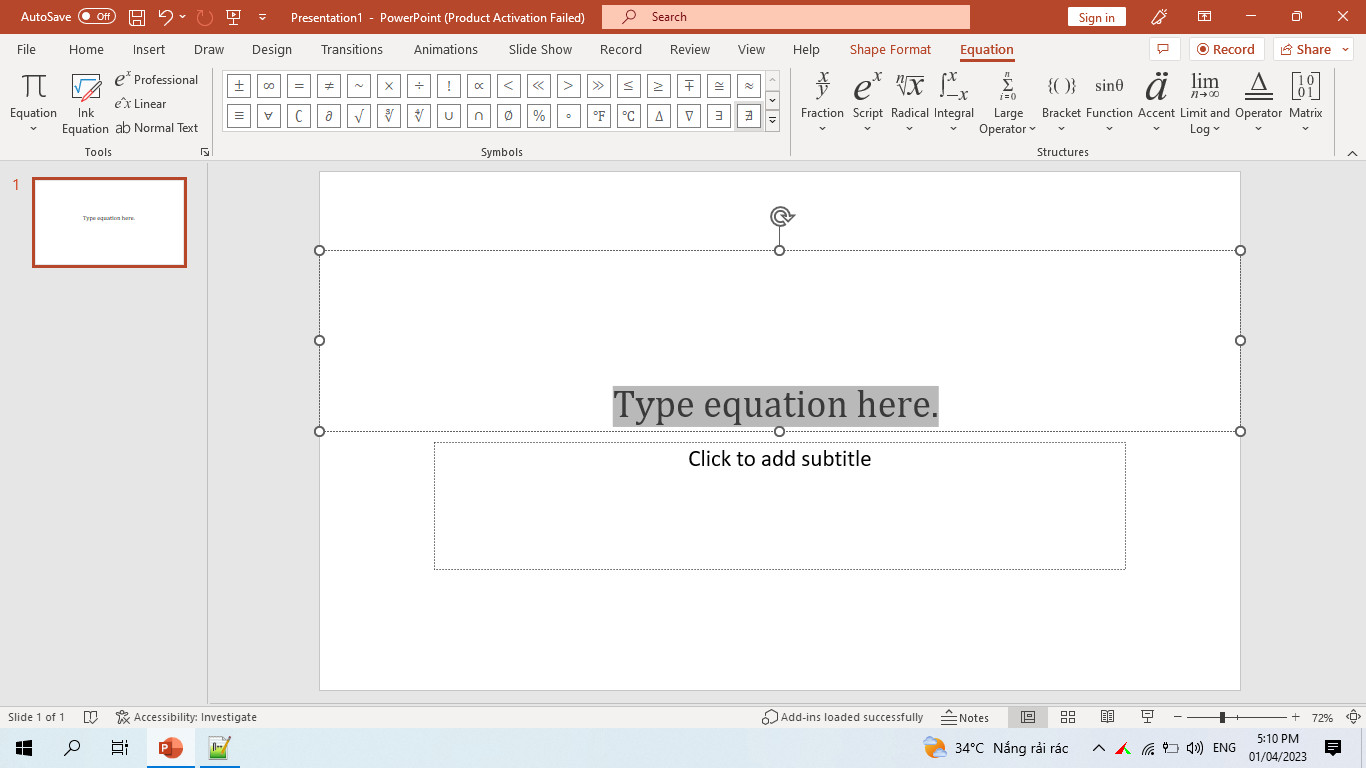 thẻ equation