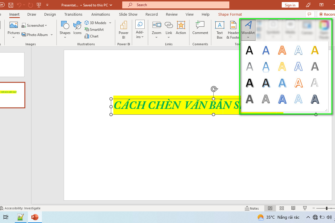 chon insert wordart