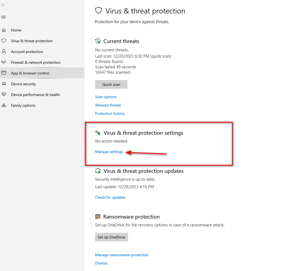 bước 5 chọn manage setting