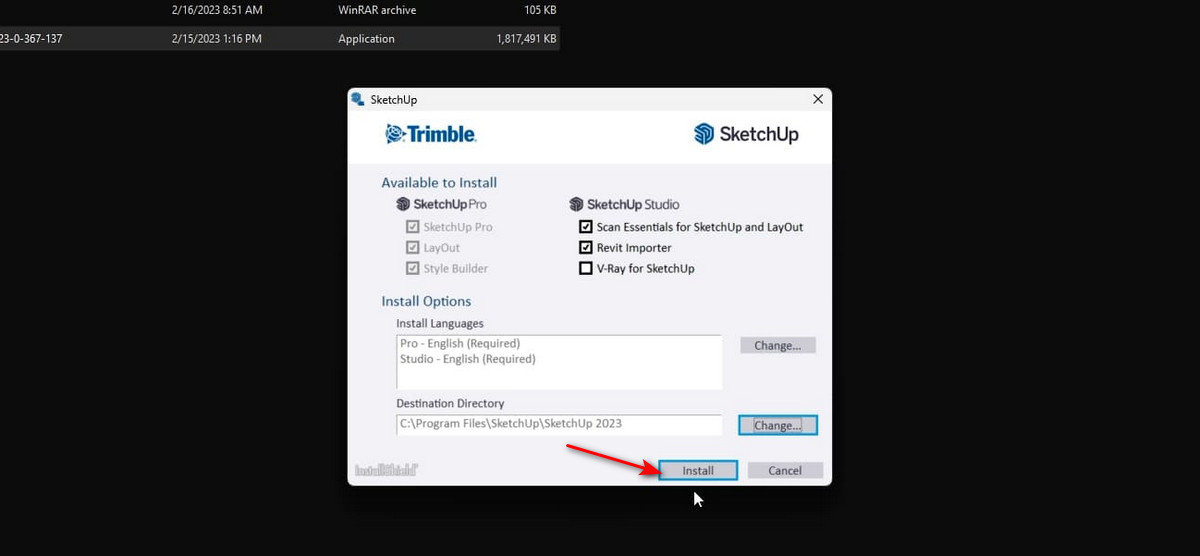 bước 3 bấm install