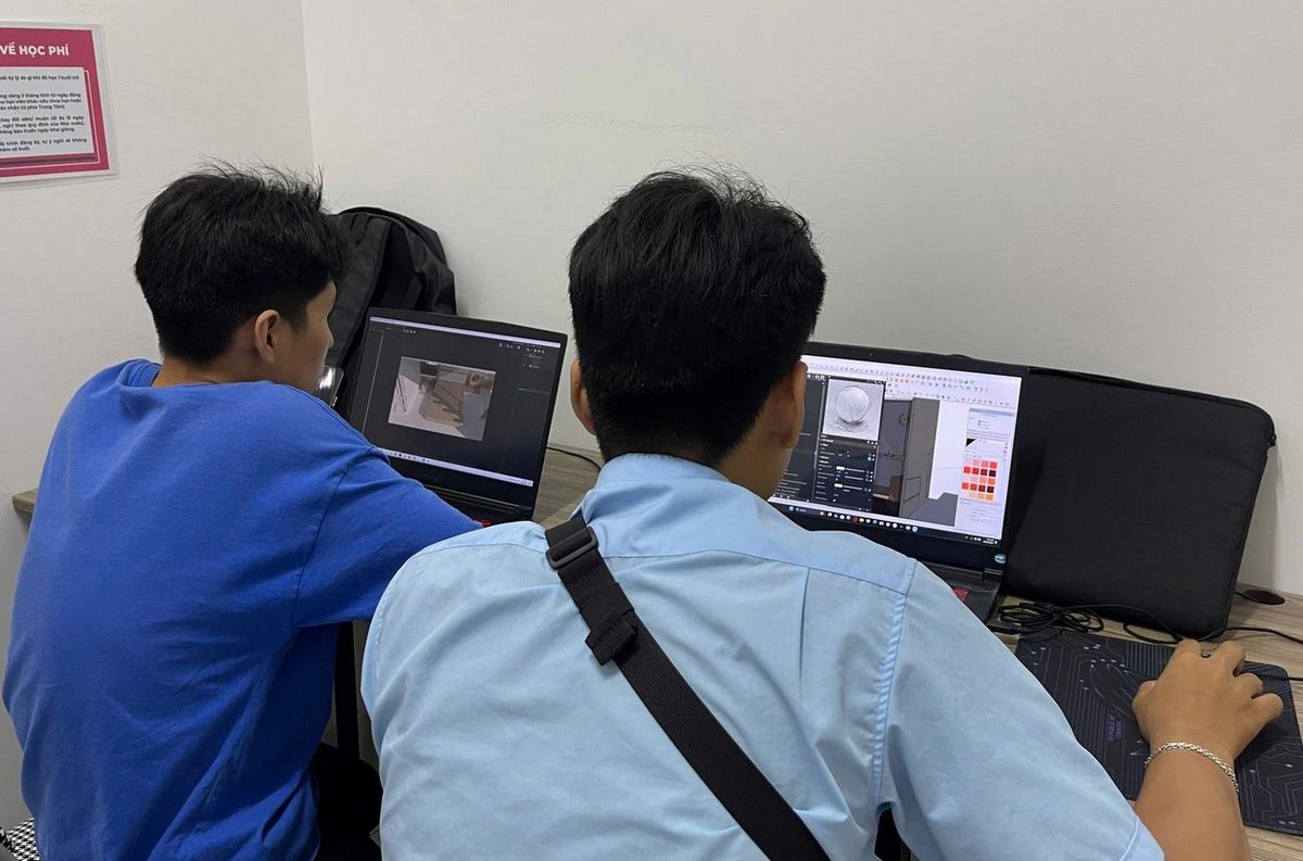 học viên học các phần mềm thiết kế nội thất tại trung tâm